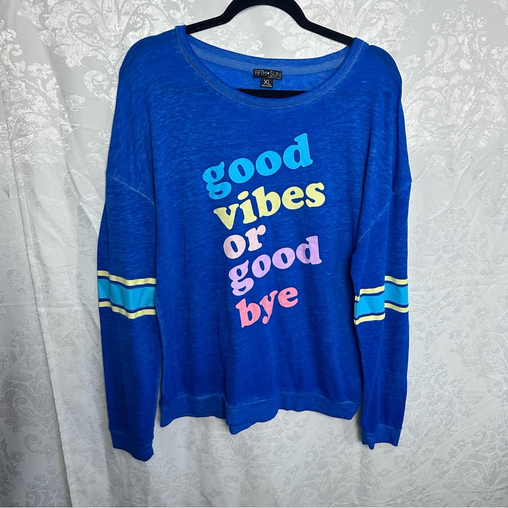 FIFTH SUN Long Sleeve Tee with Colorful Text‎